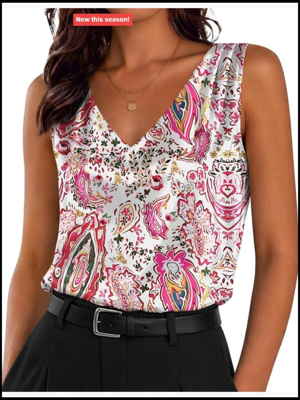 Women's Silk Satin V Neck Camisole Tank Top Sleeveless Work Blouse